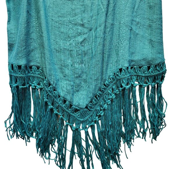 Women's Aolro Teal/Turquoise 3 In 1 Crochet Cover Up Size M Dress w/Fringe. NWT! - Picture 5 of 11